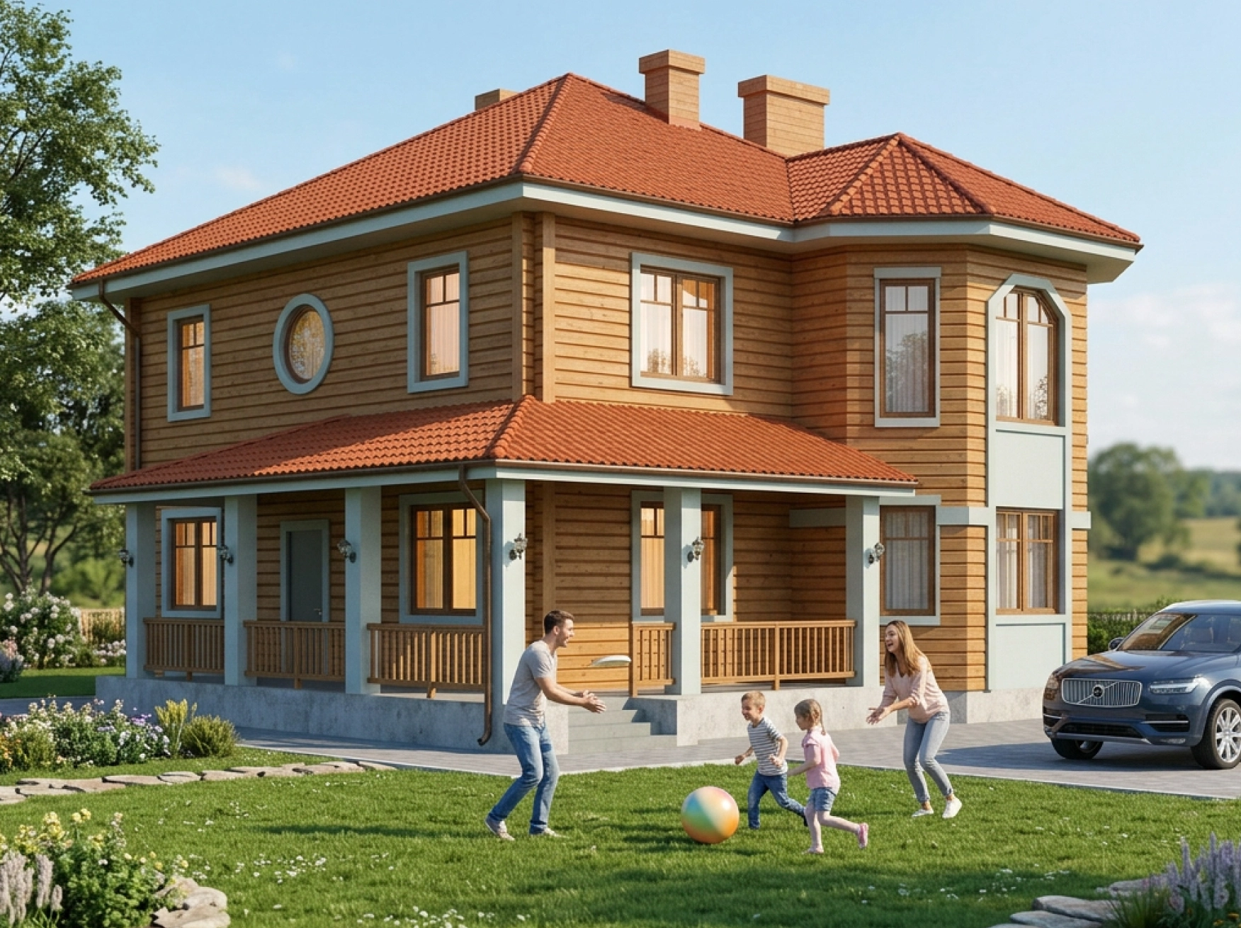 Проект каркасного двухэтажного дома 176 м²