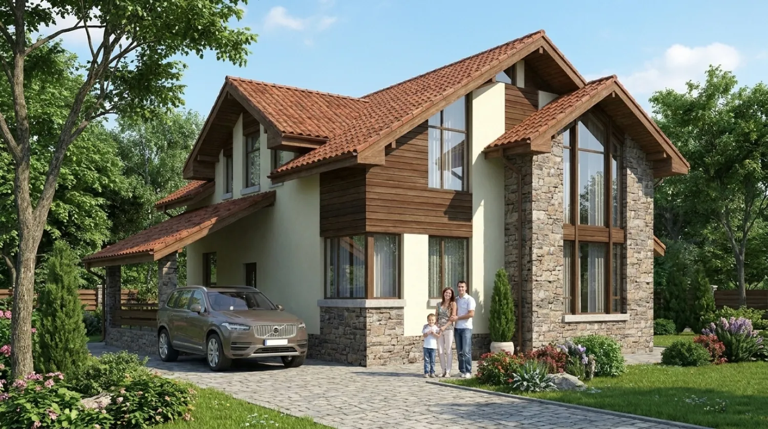 Проект двухэтажного каркасного дома с террасой от 150 м2