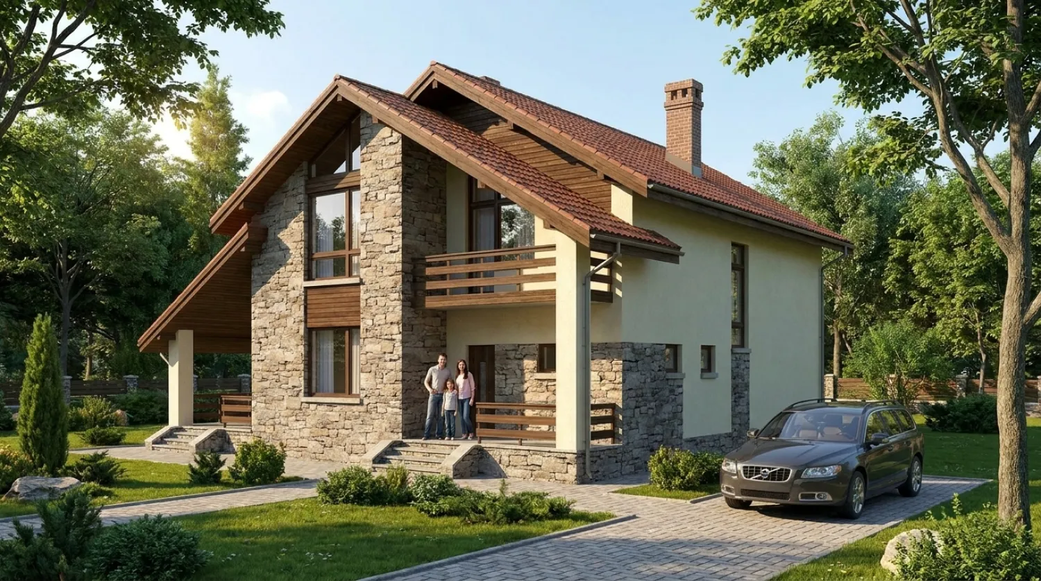 Проект каркасного дома с мансардой и сауной до 180 м2