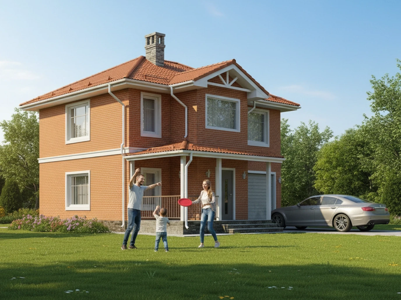 Проект дома из кирпича 82 м²
