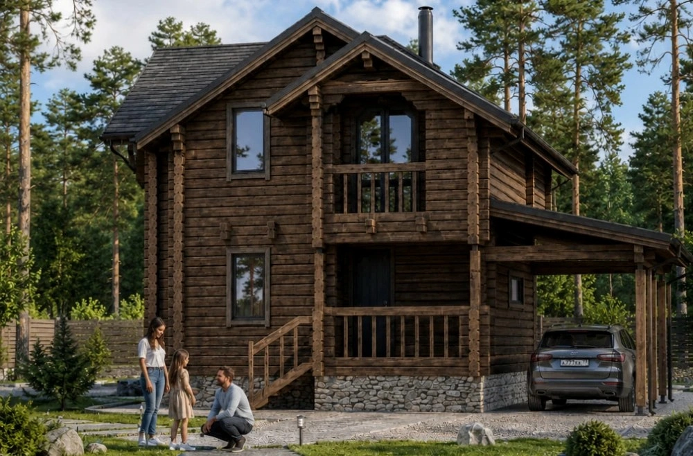 Проект деревянного дома из бруса 54м²