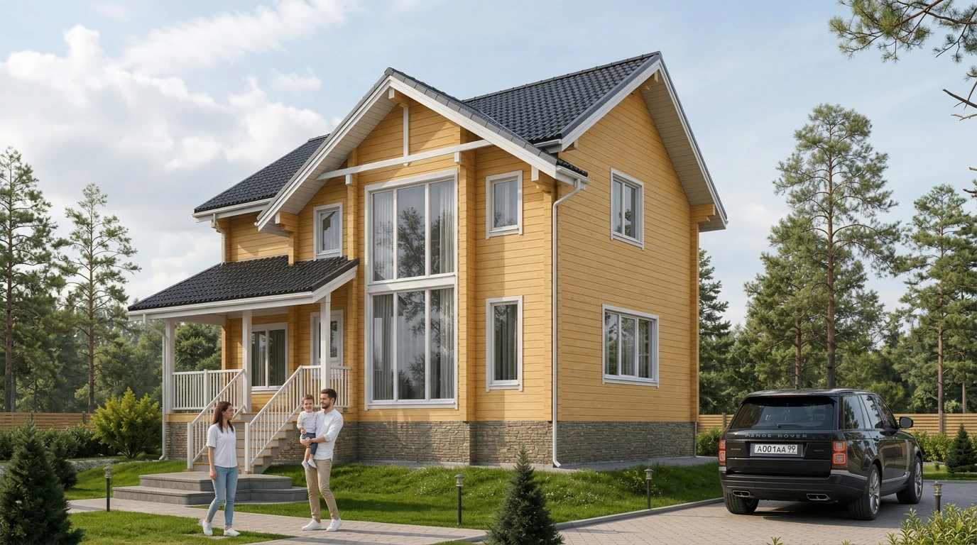 Проект деревянного дома из бруса 95 м²