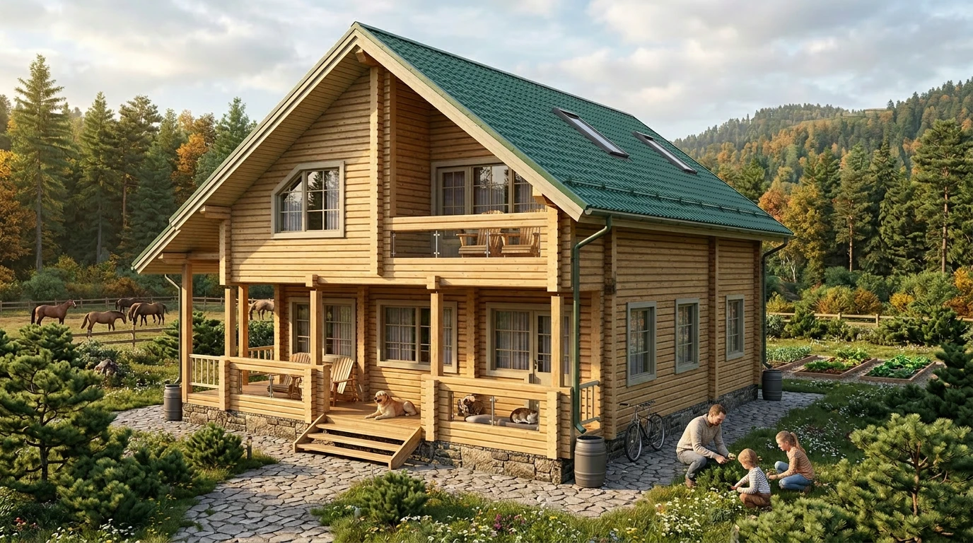 Проект деревянного дома из бруса 141 м²