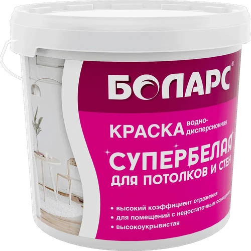 Краска водно-дисперсионная для потолков супербелая